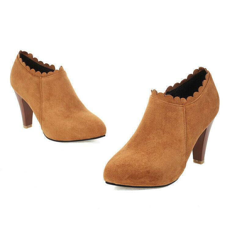 Womens Faux Suede High Heels Pumps Zip Casual Party Ladies Shoes Spring Autumn