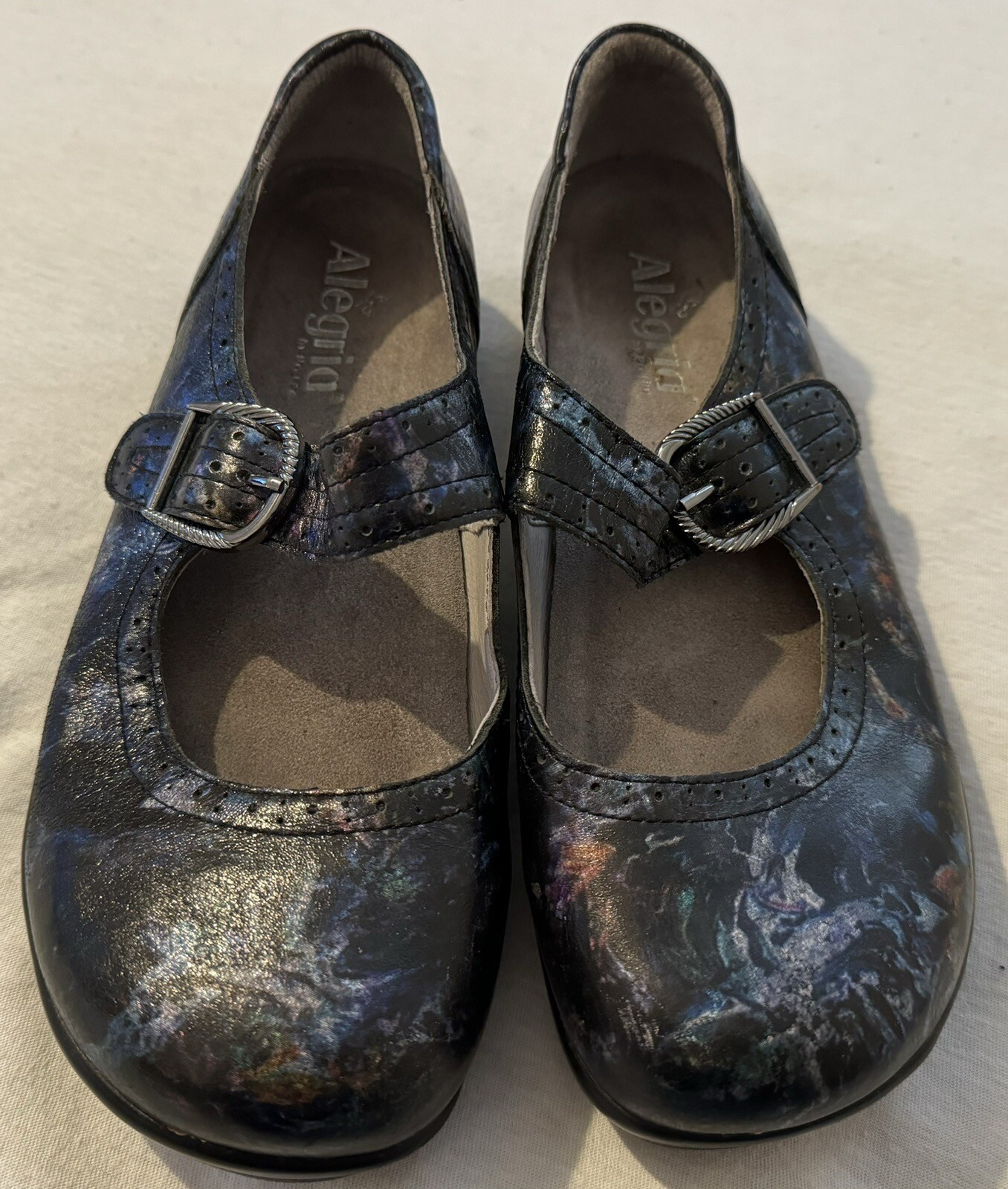 Alegria Black Space Galaxy Mary Janes Sz. 39 Buckle Butterfly Shoes
