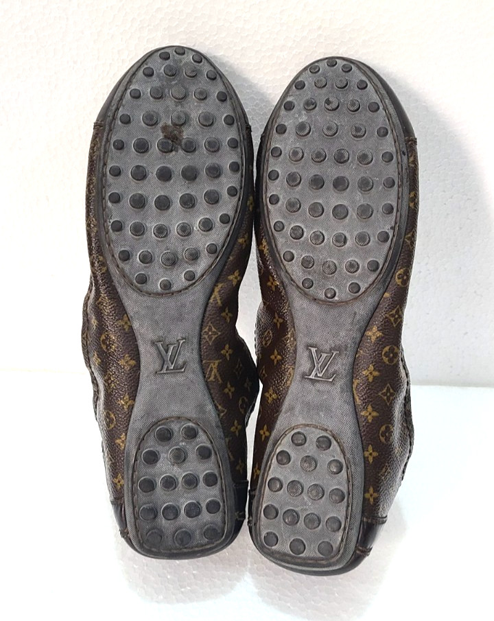 Louis Vuitton Monogram Canvas Ballet Flats Gold Cubes Dice EU 40.5 US 10
