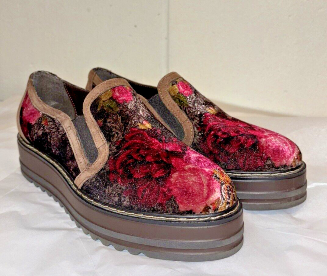 Summit By White Mountain Womens Leather Platform Loafers Pink Red Floral Size 6