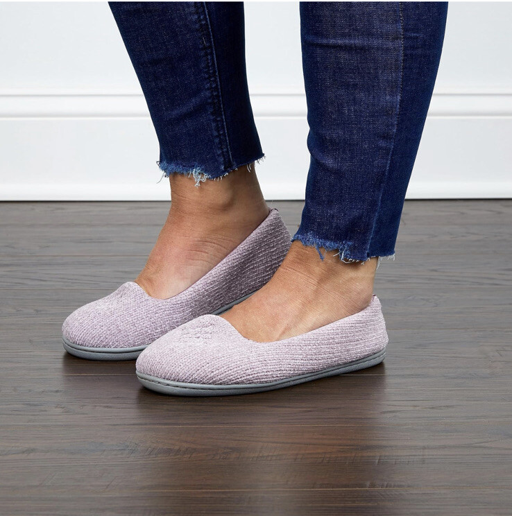 Dearfoams Women’s Chenille Closed Back Slippers Size XLW Frosted Plum