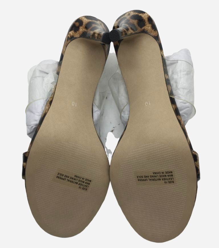 $219 Neiman Marcus Women’s Brown Disco Transparent-Strap Sandal Shoes Size US 10