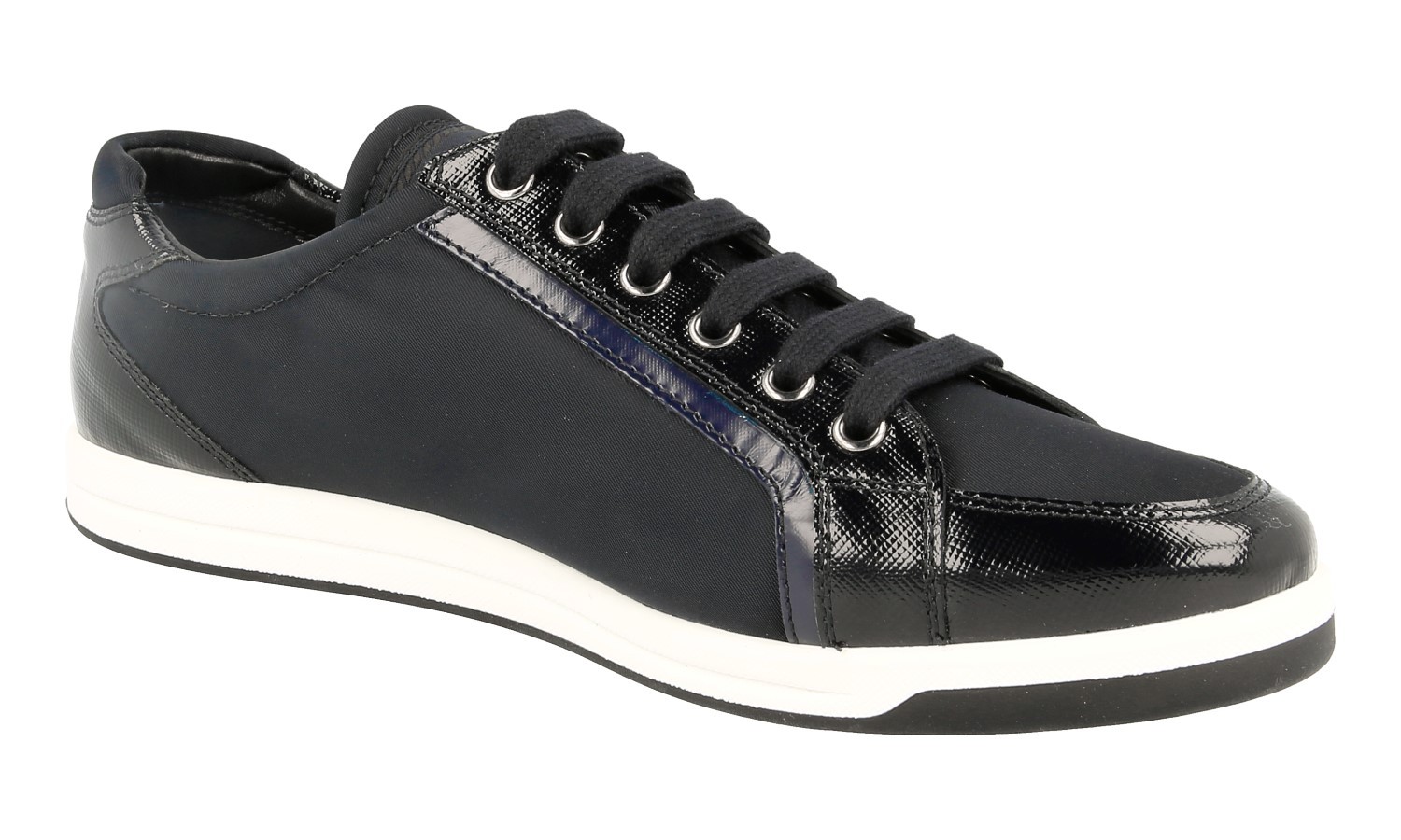 PRADA Leather Nylon Downtown Sneakers 3E5892 Black White NEW – US 6.5 EU 36,5