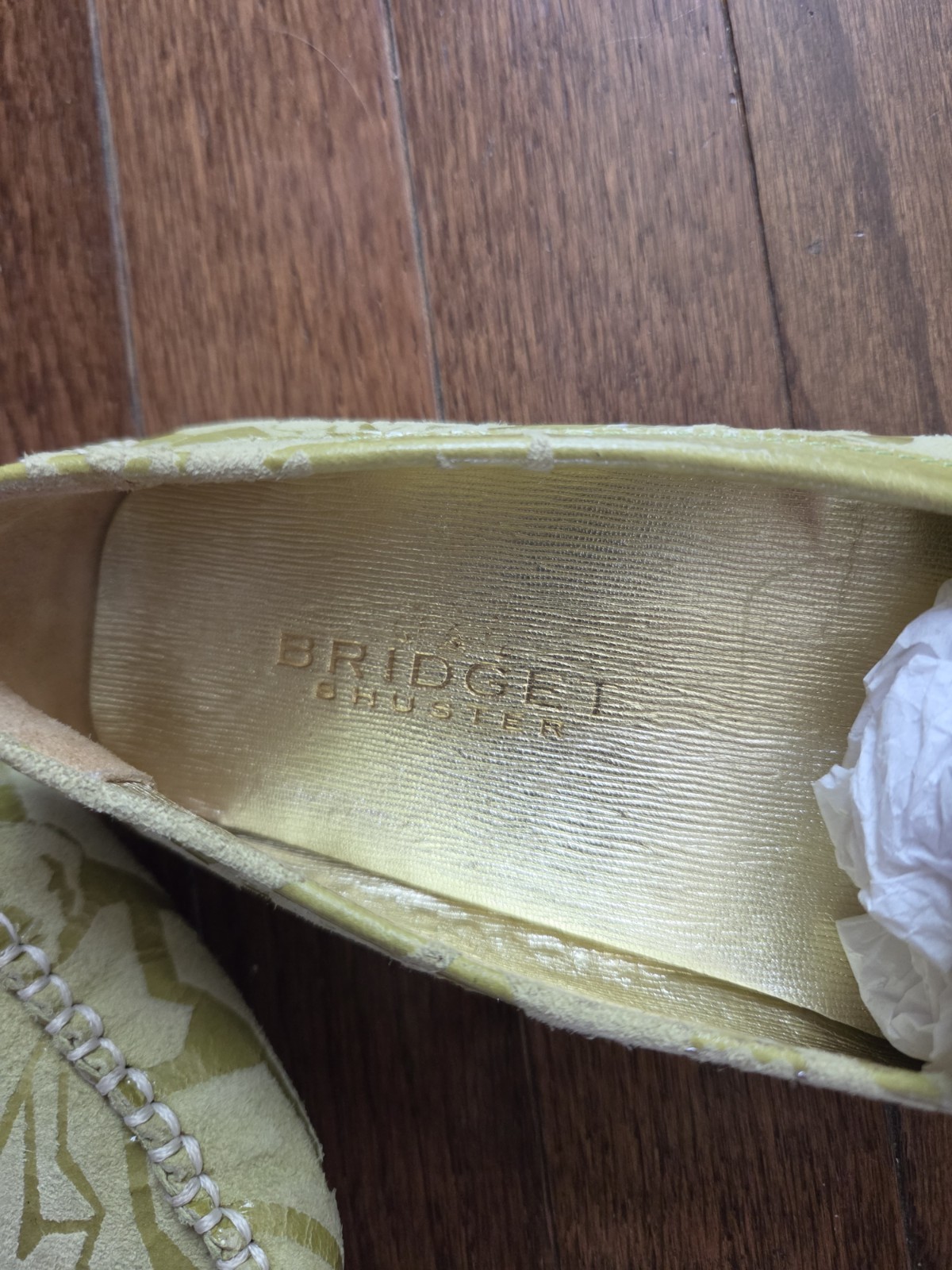 Bridget Schuster Green Suede Driving Moccasins LoafersFleur de Lis Shoes Size8.5
