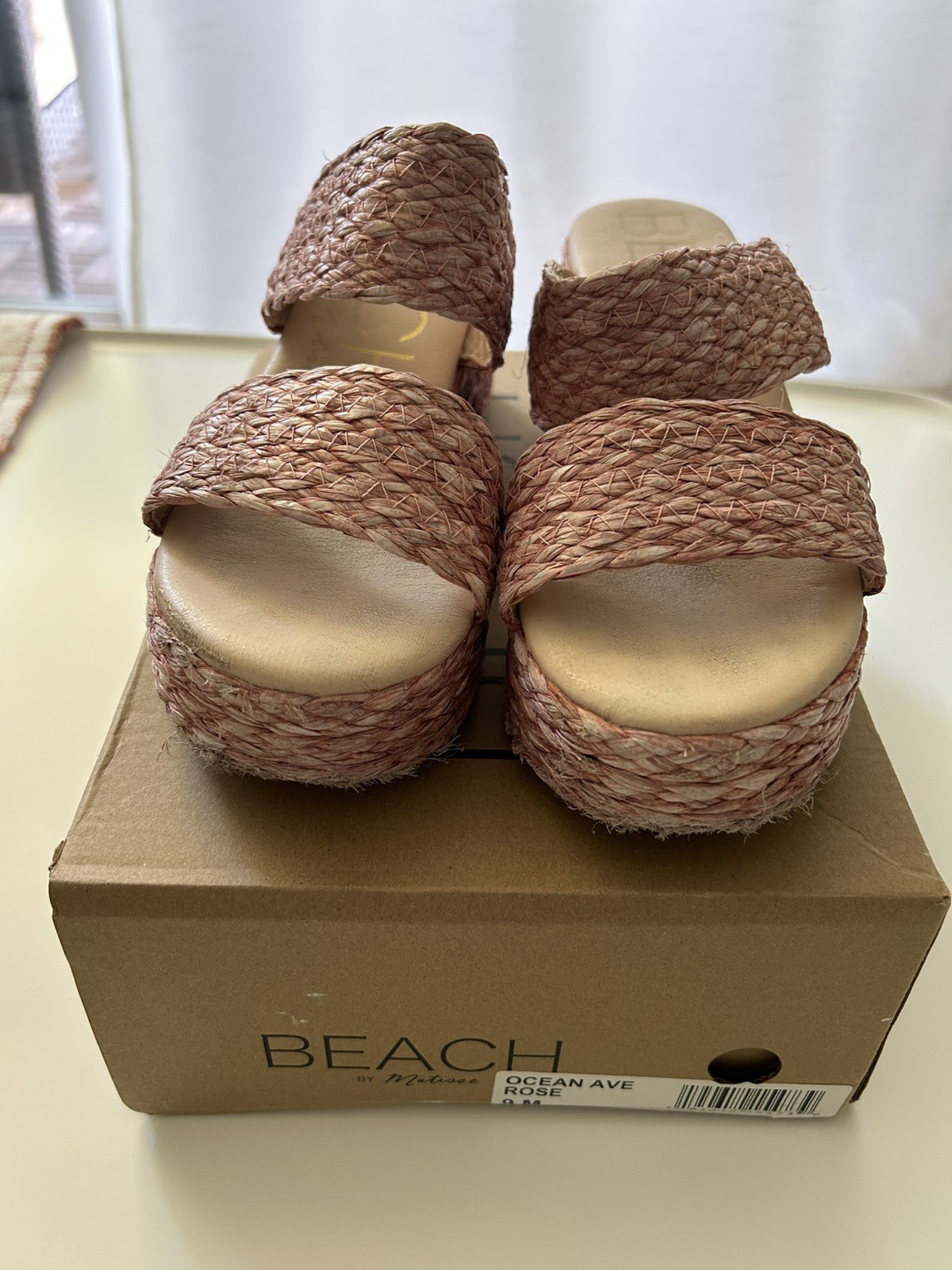 BEACH BY MATISSE OCEAN AVE ESPADRILLE SLIDE SANDALS ROSE WOMENS SZ 9