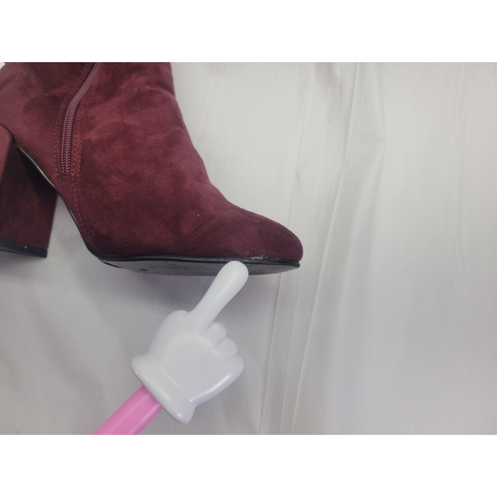 Indulge Size 7 Suede High Heel Over The Knee Boots Lace Up Zip Burgundy Maroon