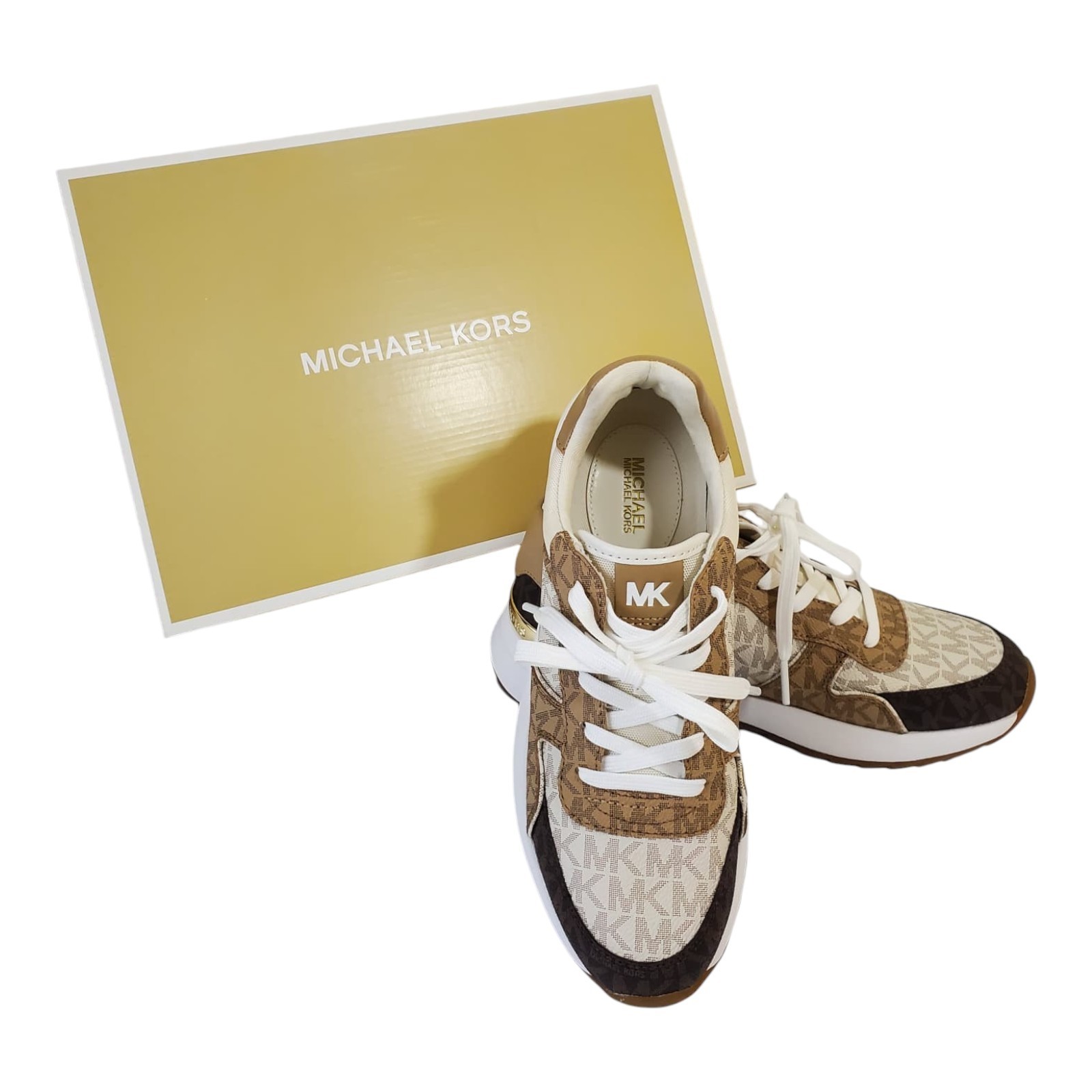 NEW MICHAEL KORS AUTHENTIC WOMEN’S CAMEL BROWN SHOES SNEAKERS SIZE 6 7 8 9 10