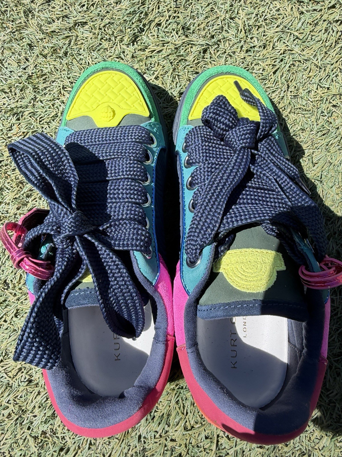 Kurt Geiger London Southbank Tag sneakers Vibrant Color Suede W Charm Size 38.5