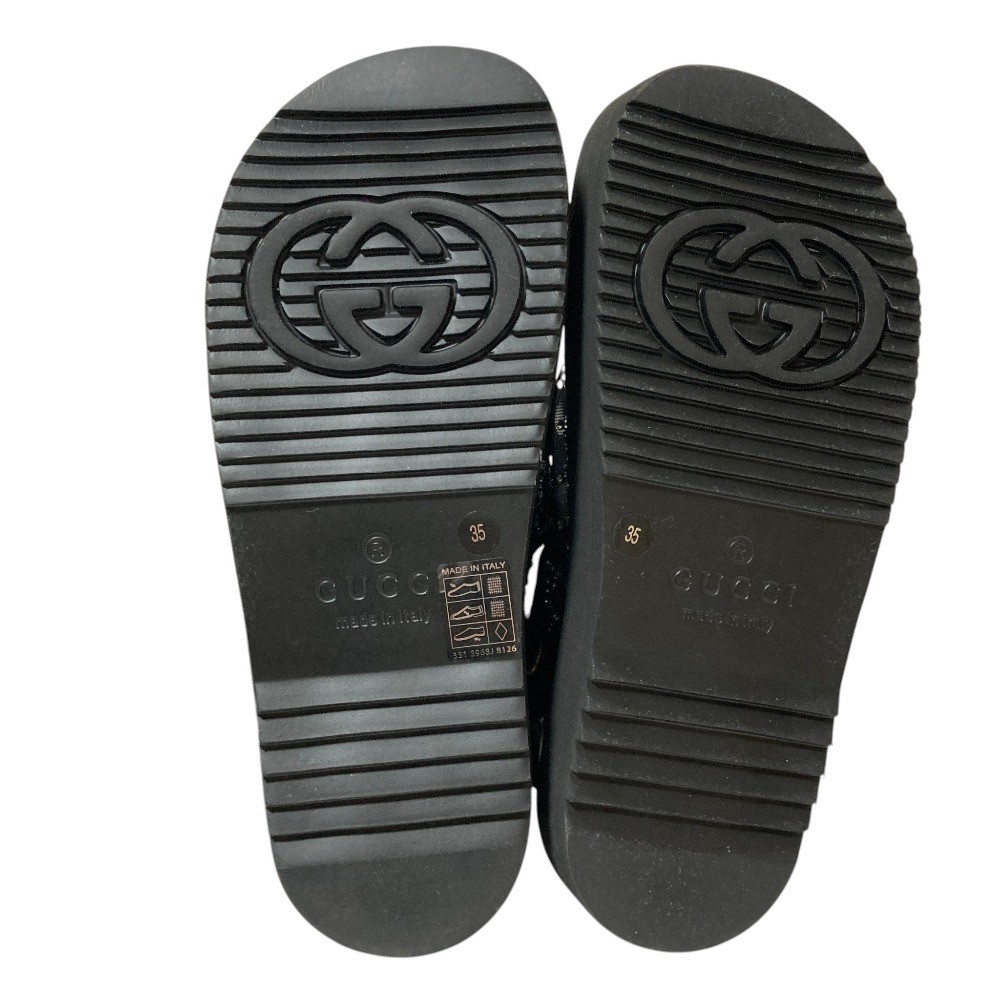 GUCCI GG Logo Crystal Platform Sandals 701158, Size 35 Black Women USED
