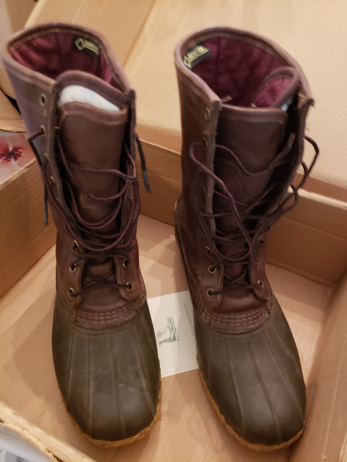 🥾EUC 🥾 L.L. Bean🥾 MENS 8” LLBEAN HUNTING BOOTS Brown LEATHER GoreTex; Size 9M
