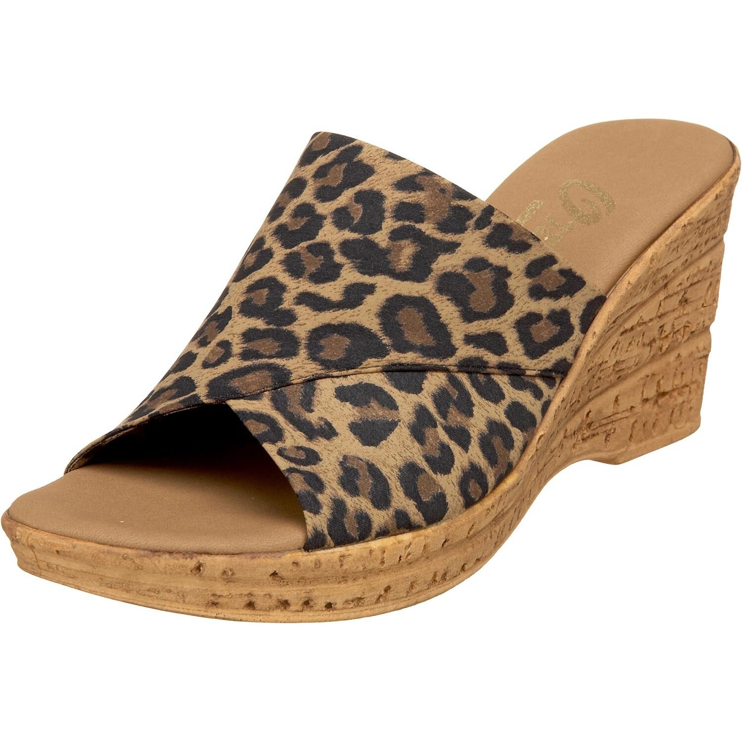 Onex Womens Christina Microfiber Upper Cork Wedge Sandal – Brown Leopard EUC