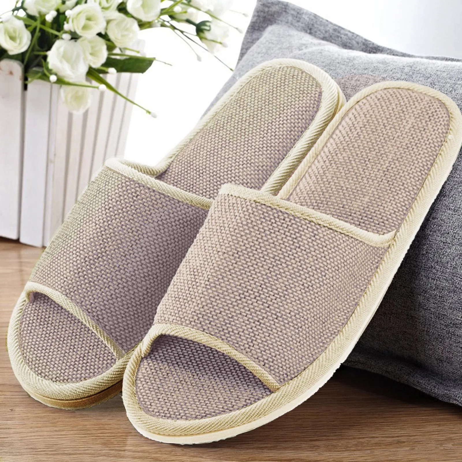 Women Indoor Slippers Non-Slip Flat Shoes Men Summer Flip Flops Home Slippers Fe