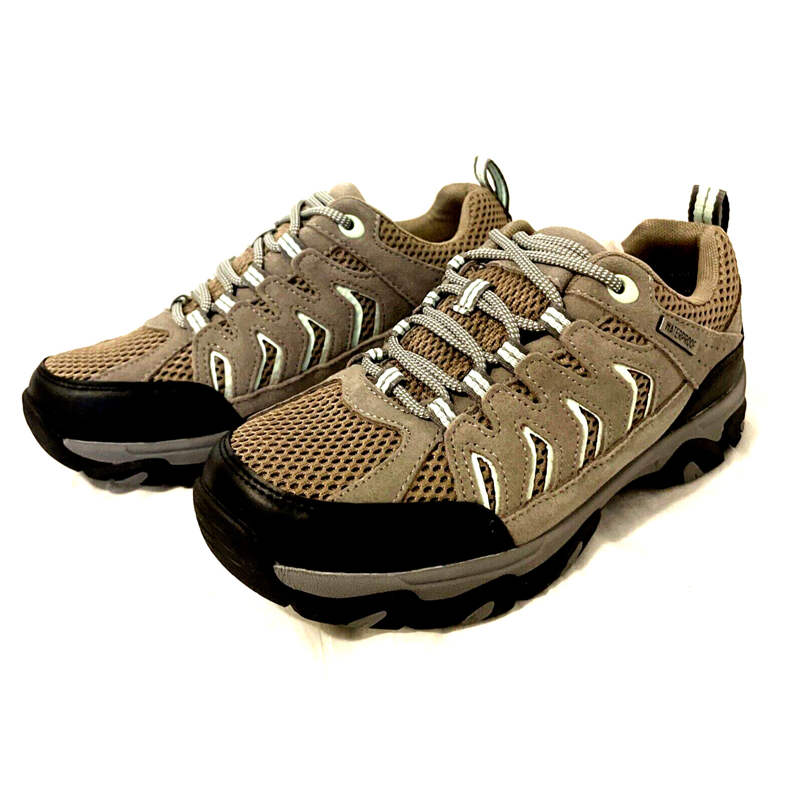 Ozark Trail Women’s Taupe Black Suede Mesh Lace Up Hiker Sneakers Shoes 6.5 NEW