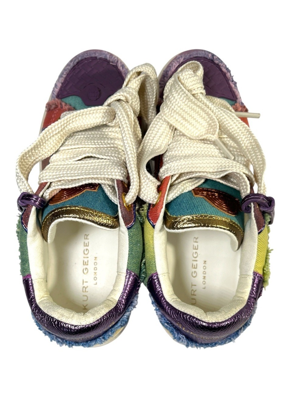 KURT GEIGER London Southbank Tag Denim Sneaker size 8 Multicolor