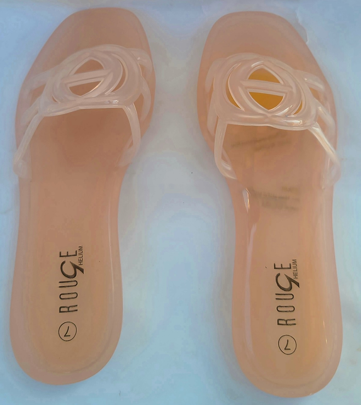ROUGE Helium Slide Sandals Nude Clear PVC Slip On Flat Solid Women’s 7