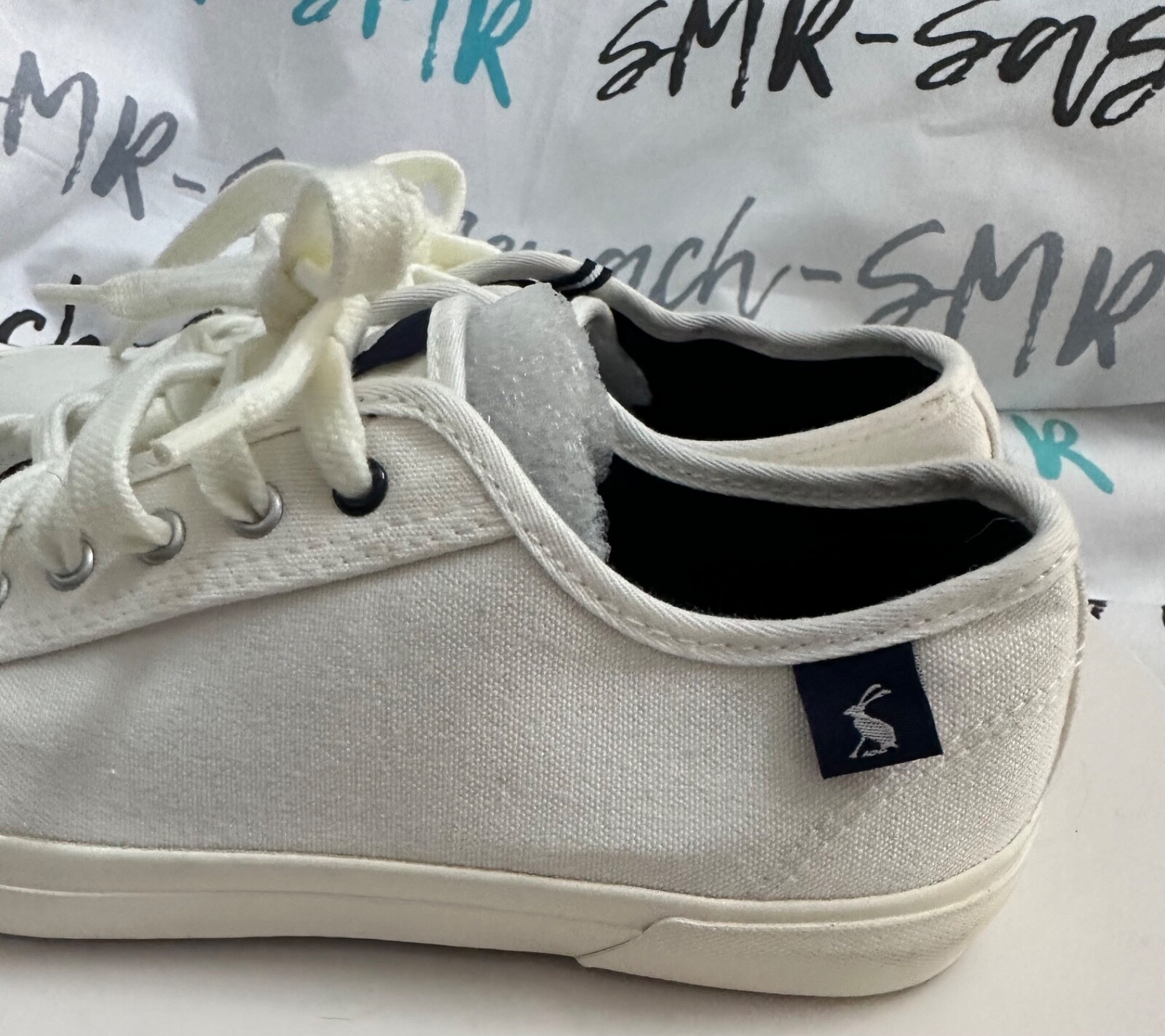 Women Joules USA White Organic Coast Pump Lace Up Sneakers Size US 6 Euro 37 NEW
