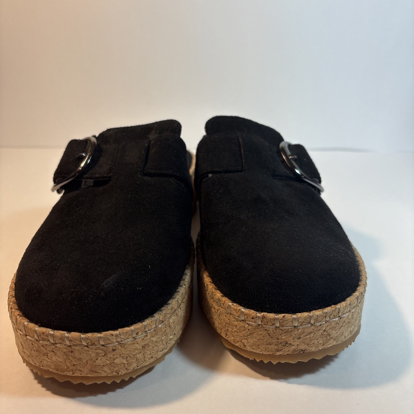 Skechers Vegan Sued Clog Platform Bobs Size 10 Black EU 40 Memory Foam