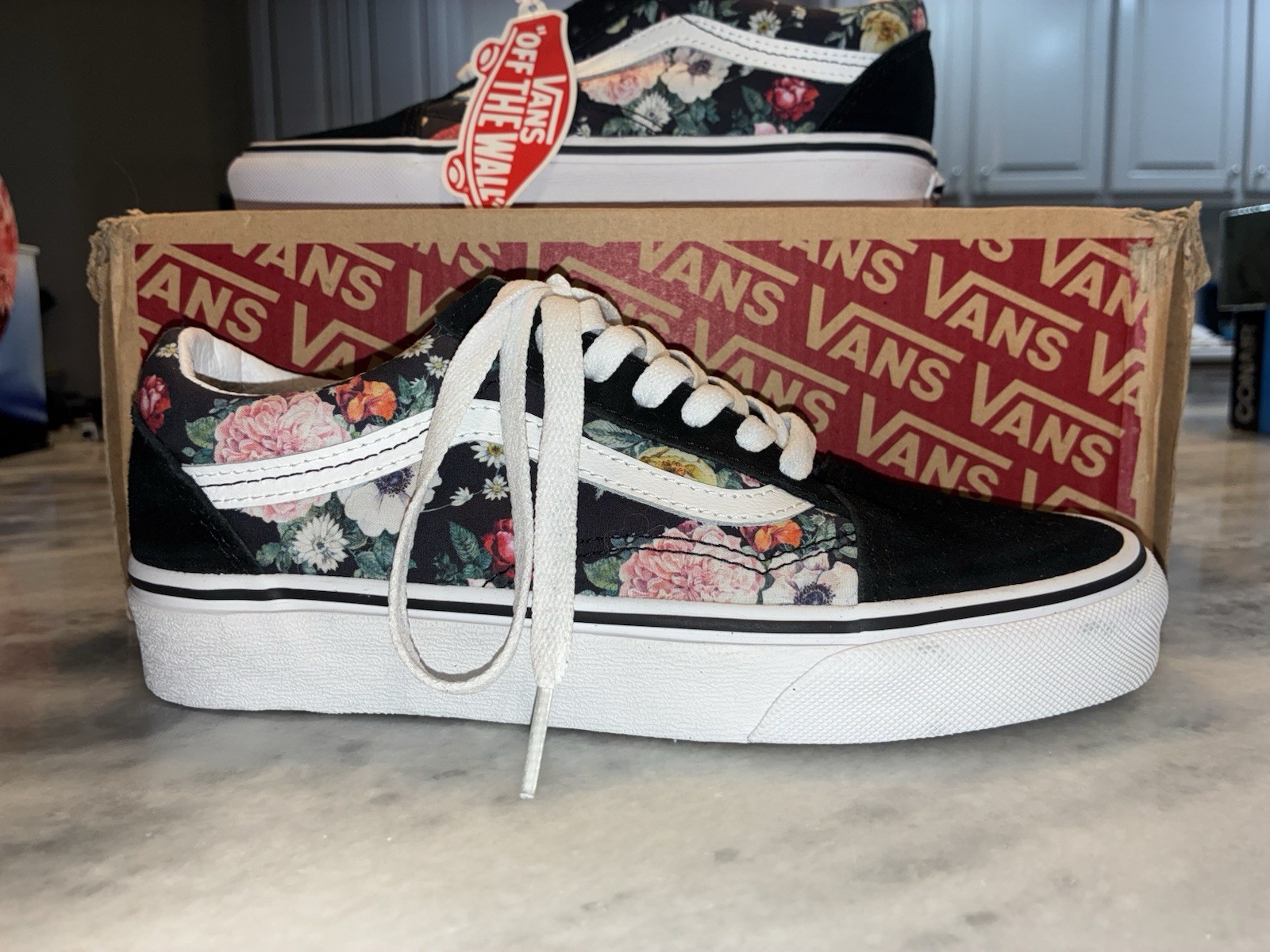 VANS Old Skool Shabby Garden Floral Canvas Suede Leather Women’s 6.5 Shoes NWT