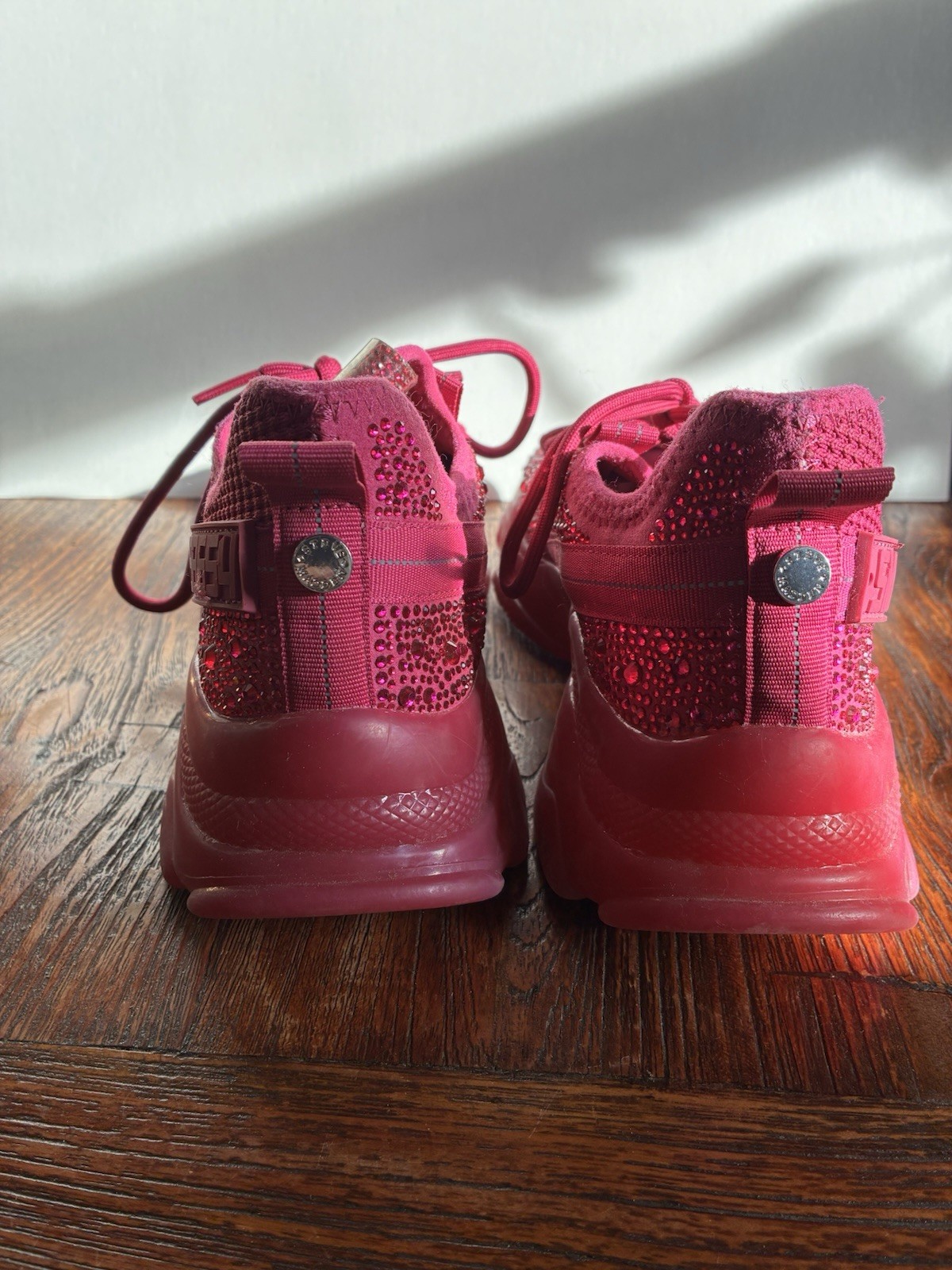 Steve Madden Women Size 7.5 SM NY90 PINK Maxima Chunky Sneaker Rhineston Sparkle