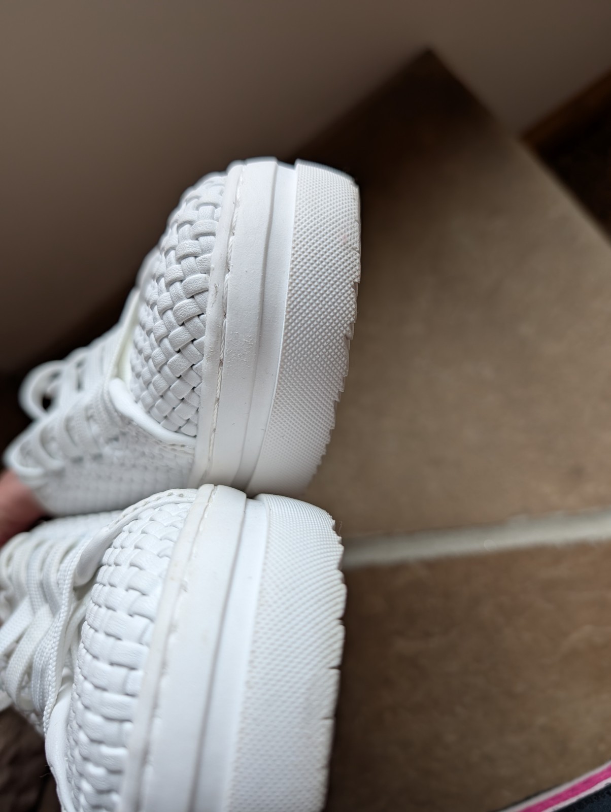 ON 34th Lusille White Woven Lace Up Low Top Sneakers Athletic Shoes Women