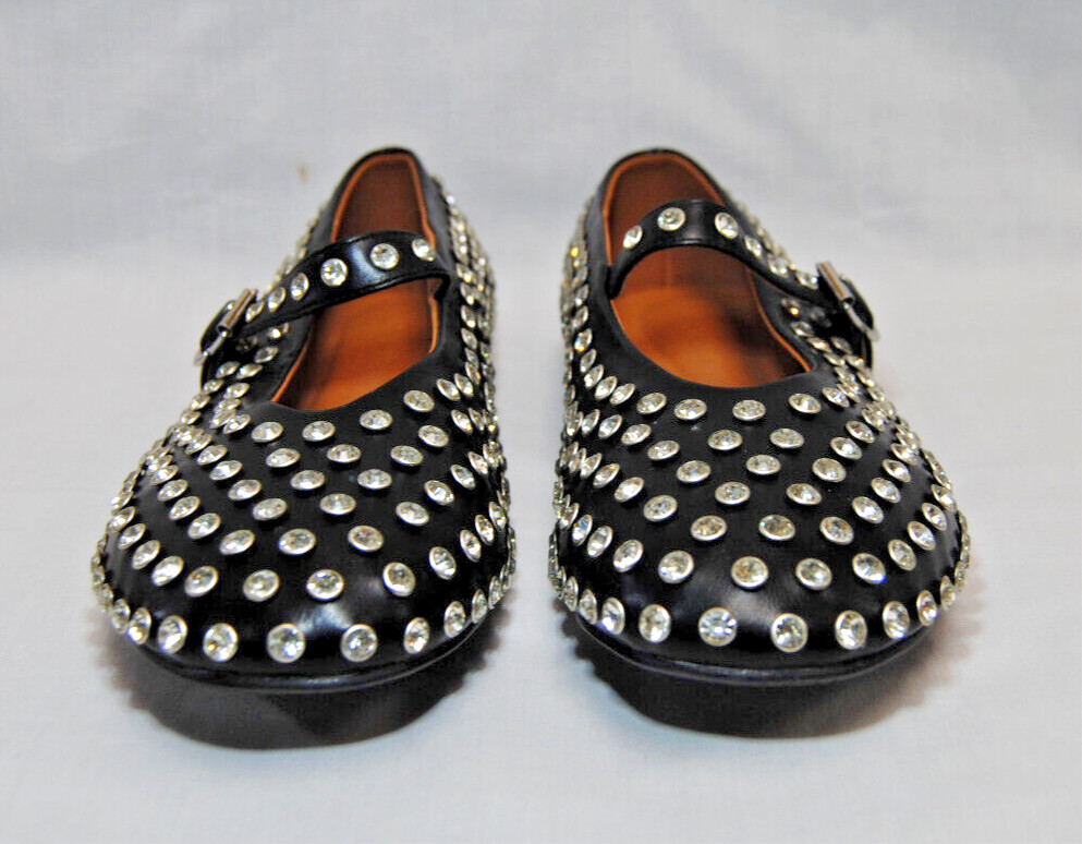 Divanne Womens Rhinestone Ballet Flats Mary Jane Shoes with Buckle Strap T2356