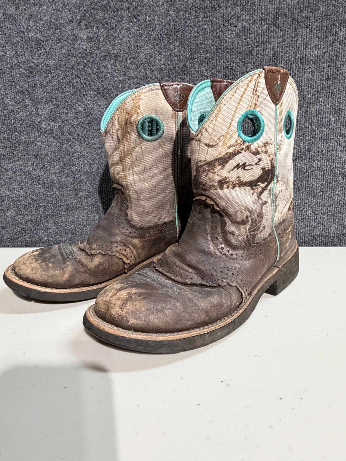 Ariat Fatbaby Camo Brown Leather Western Cowboy Boots Women’s 8 B