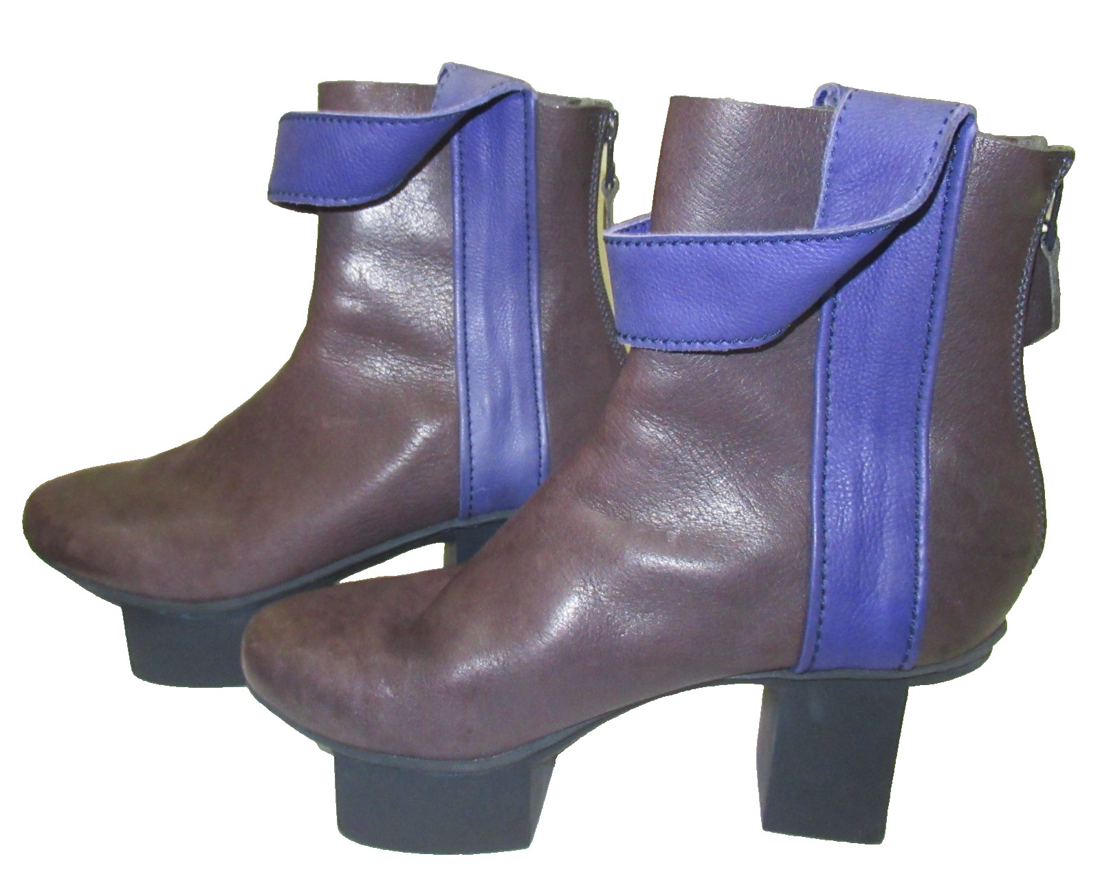 From Germany: TRIPPEN Leather Black Ankle Boots with Blue Detailing, 37 (6 1/2)