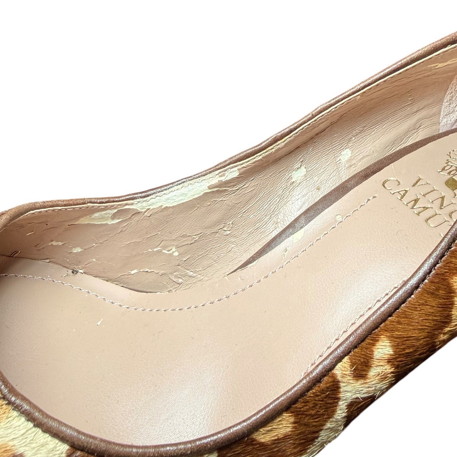 Vince Camuto Leopard Print Calf Hair Platform Pumps Brown Tan Size 7B 37