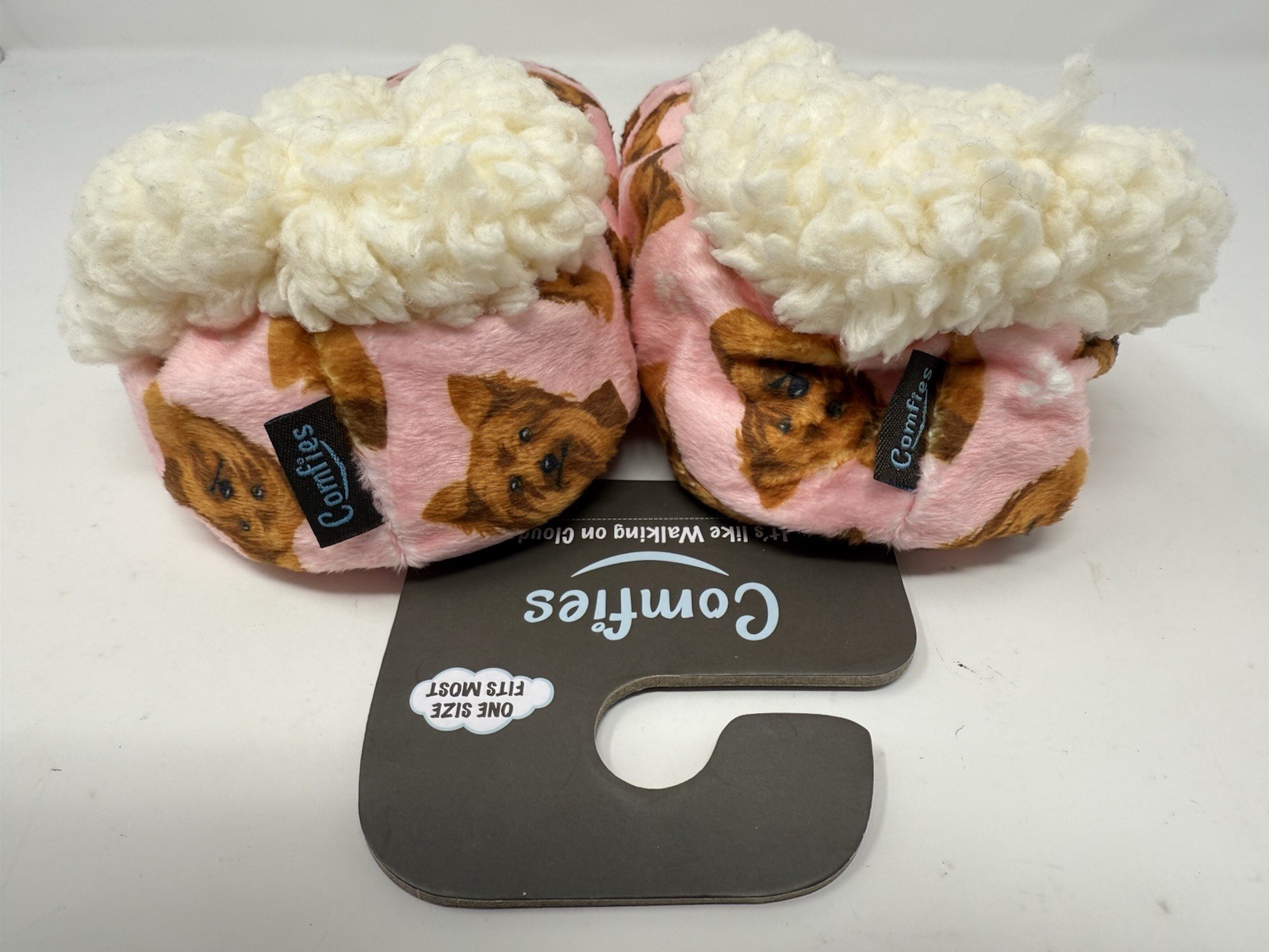 Comfies Womens Yorkie Dog Slippers Sherpa Lined Booties Brand New With Tags!