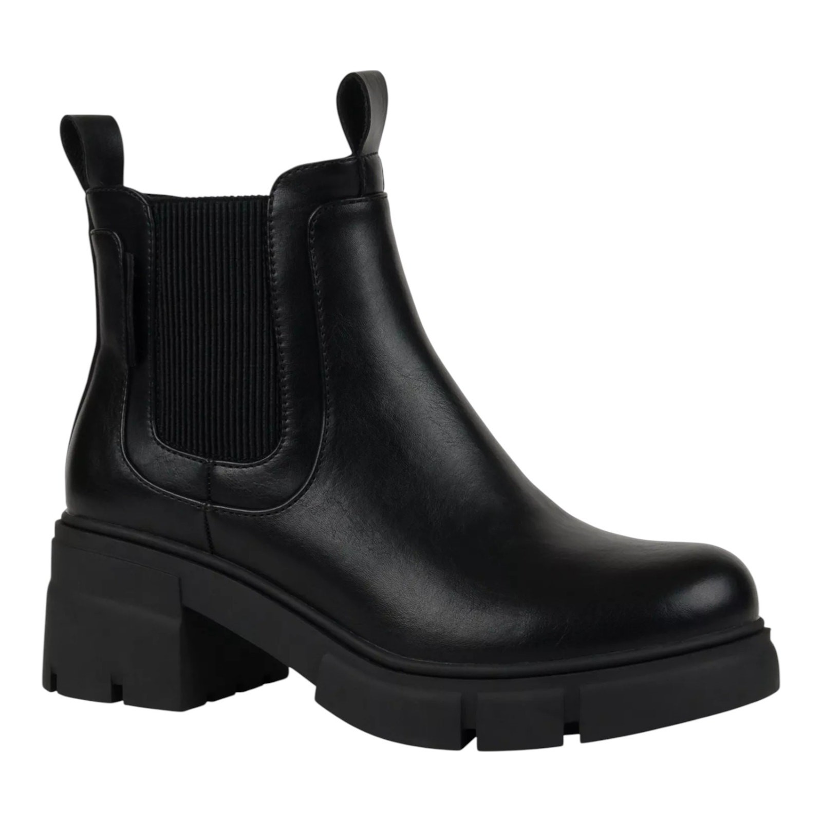 GC Shoes Women’s William Pull Tab Lug Sole Chelsea Booties Black Size 7