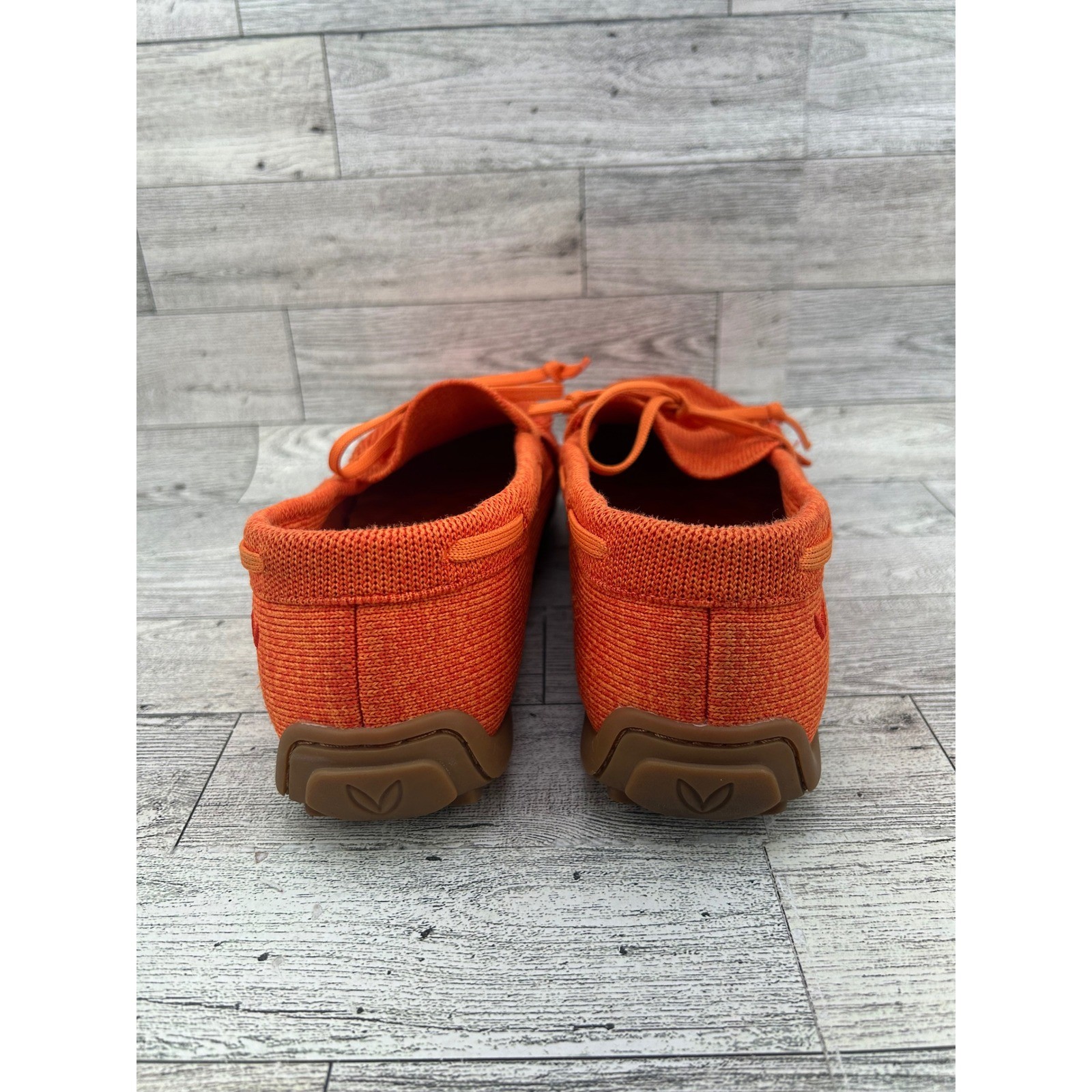 Vivaia Orange Knit Square Toe Loafers Women EU 38.5 US 7.5 Driving Mocs Bow