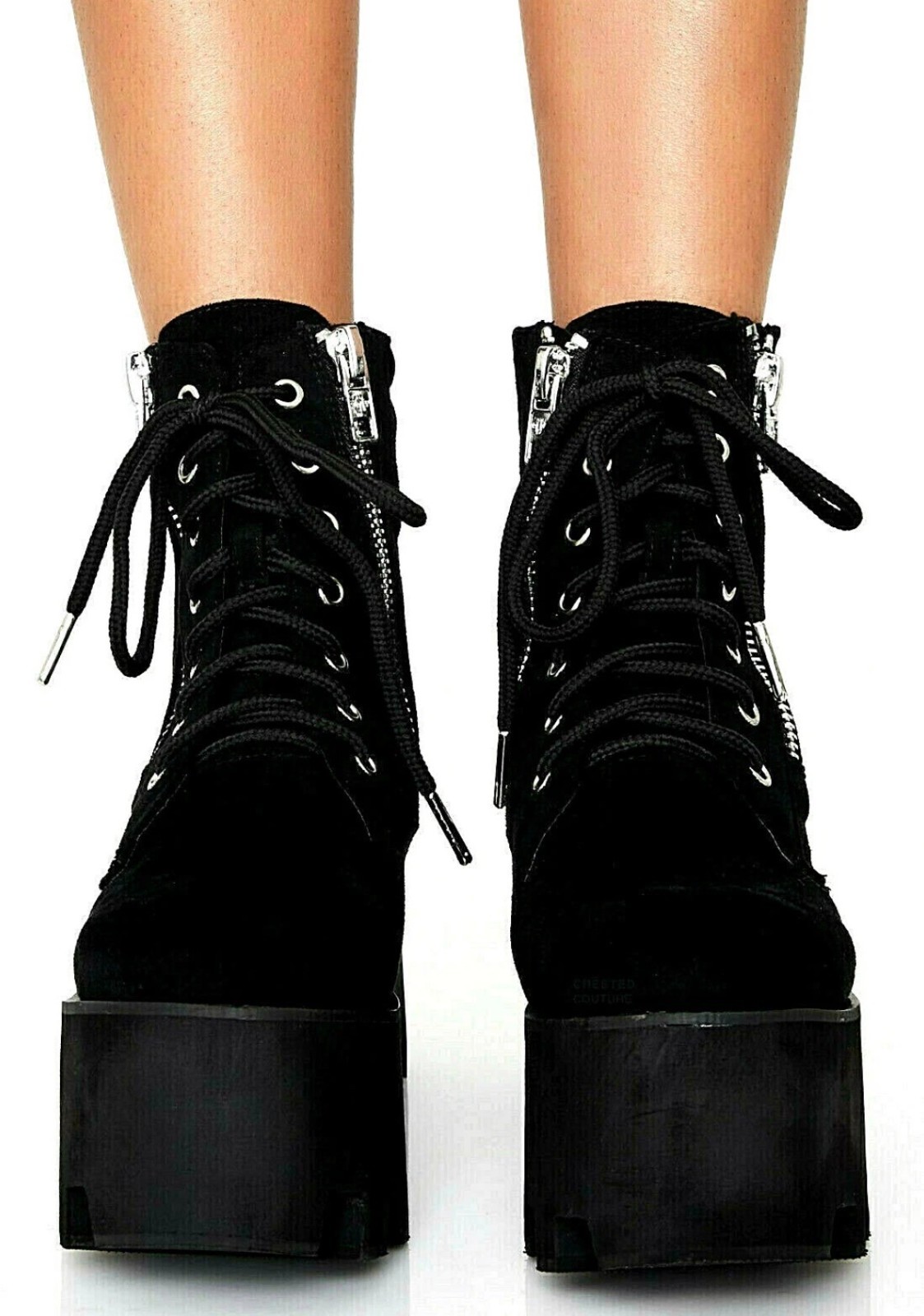 RARE CURRENT MOOD GREENPOINT BLACK VEGAN SUEDE PLATFORM BOOTS | WOMEN’S 9