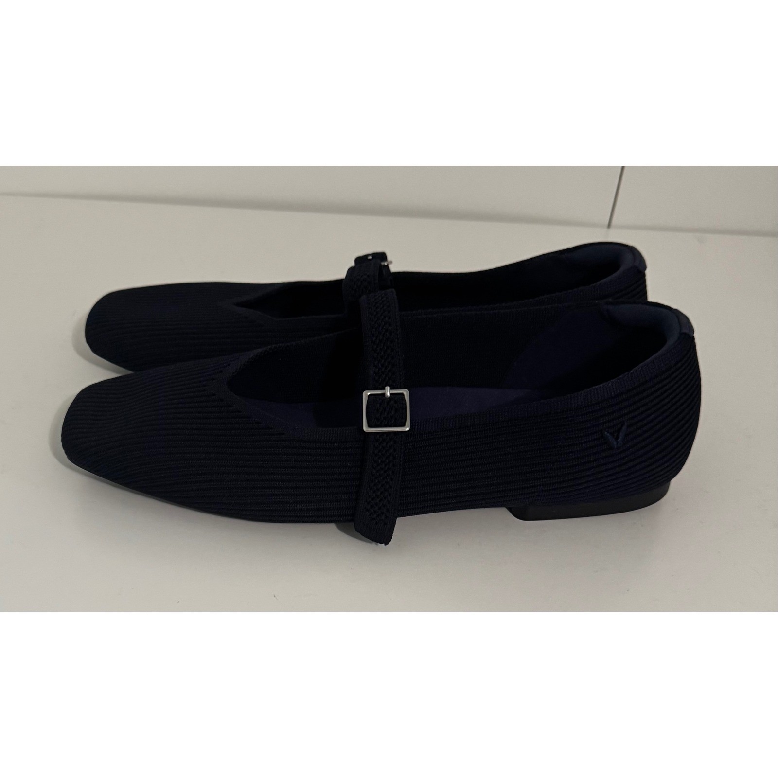 VIVAIA Margot Mary Jane Navy Blue Knit Square Toe Buckle Strap Flats Shoes 11