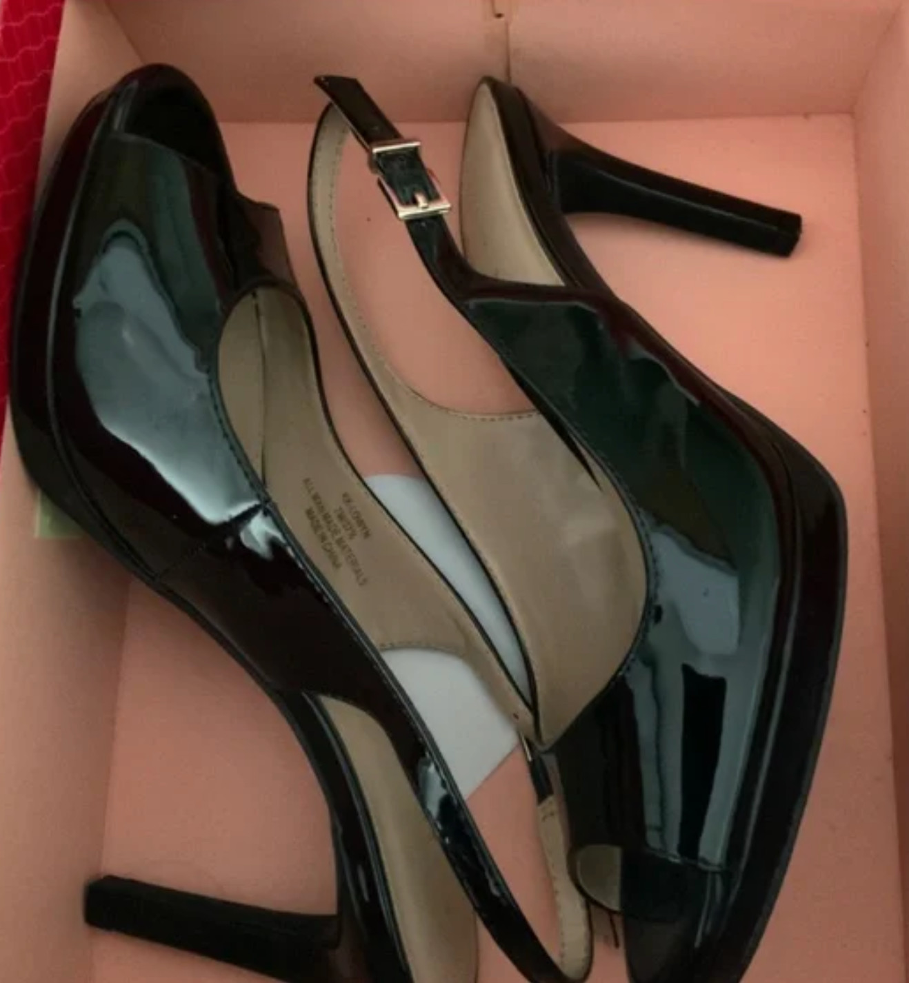 Katie & Kelly Black Peep toe Sling back pump heels, platform 3″covered heels