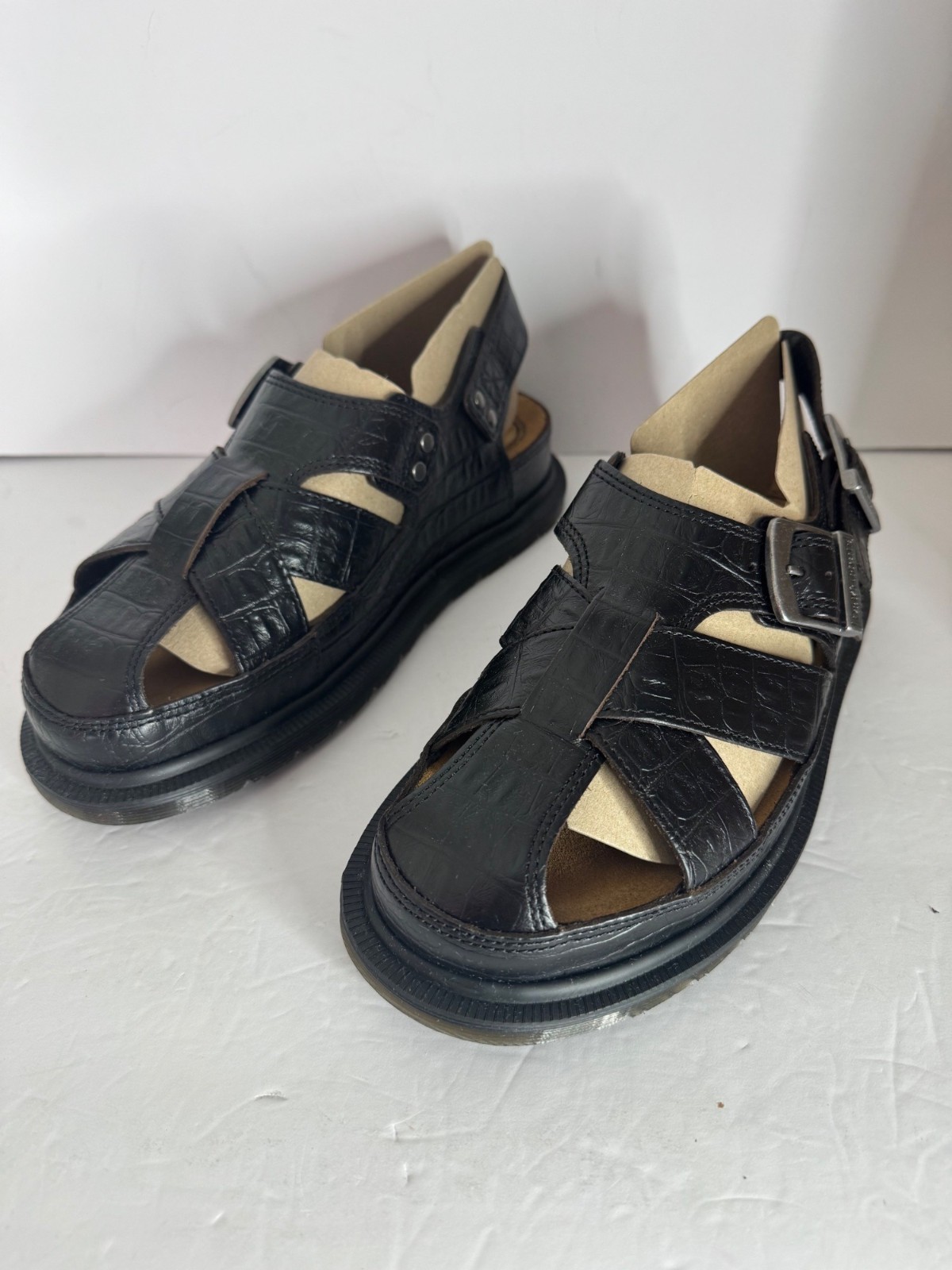 Dr. Martens Archive Sandal Fisherman Crocodile Analine Leather Brown EU 36 US 5