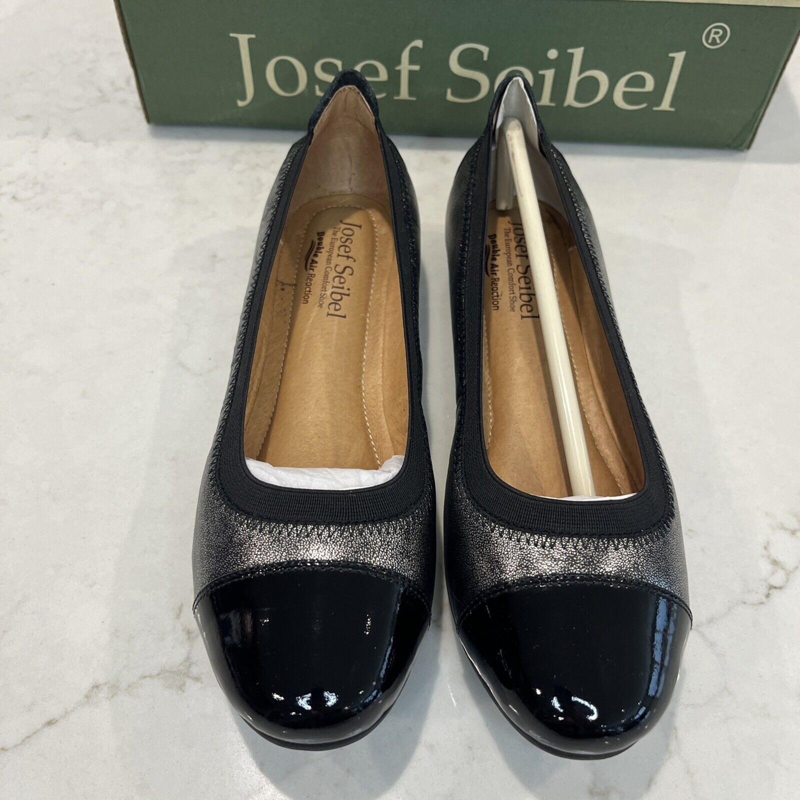 Josef Seibel Pippa Metallic Silver Cap Toe Comfort Ballet Flats EU 36 US 5.5 NEW