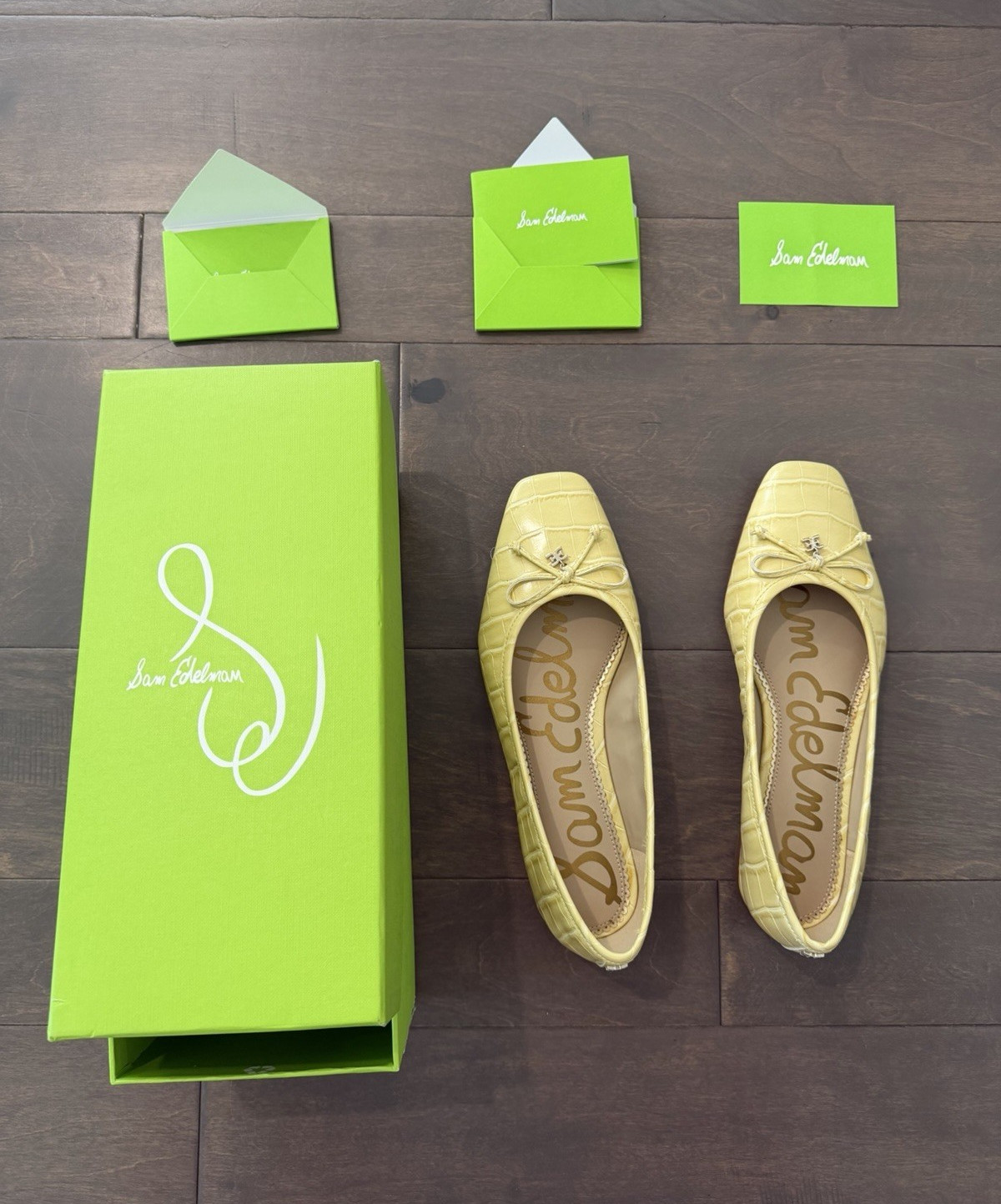 Sam Edelman Women’s Yellow Leather Croc Embossed Ballet Flats Slip-On 7 M