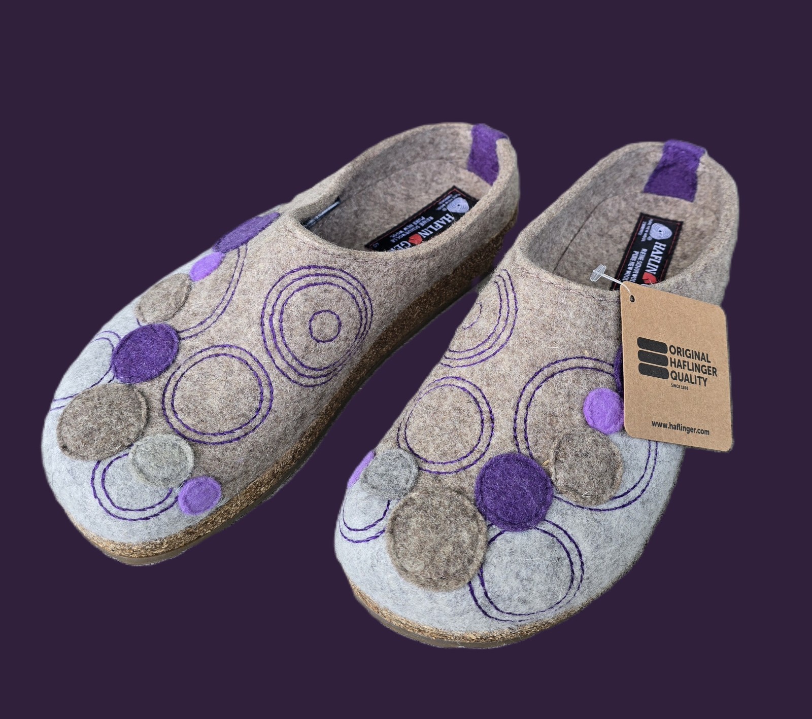 Haflinger Fizz Earth Wool Clogs Euro 40 US 9.5 NIB with Tags Gray Brown Purple