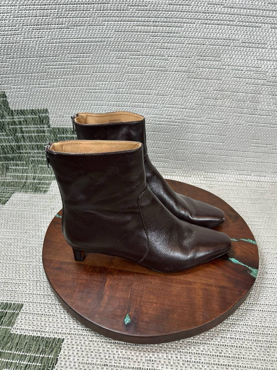 Madewell Boots Womens Size 9.5 The Dimes Brown Crinkle Leather Zip Kitten Heel