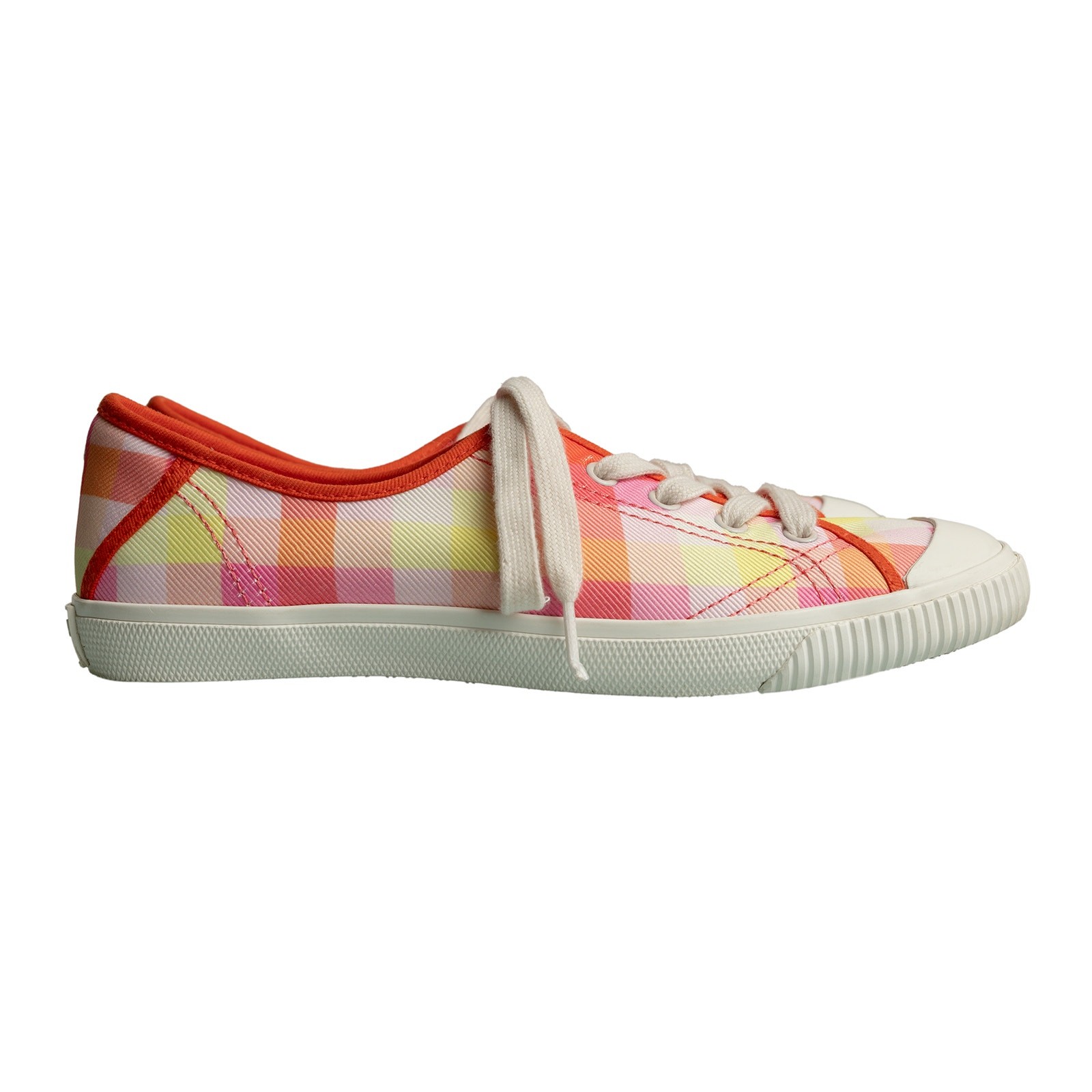 Women’s Designer Kate Spade New York Tennison Pink Madras Low-Top Sneakers Flats