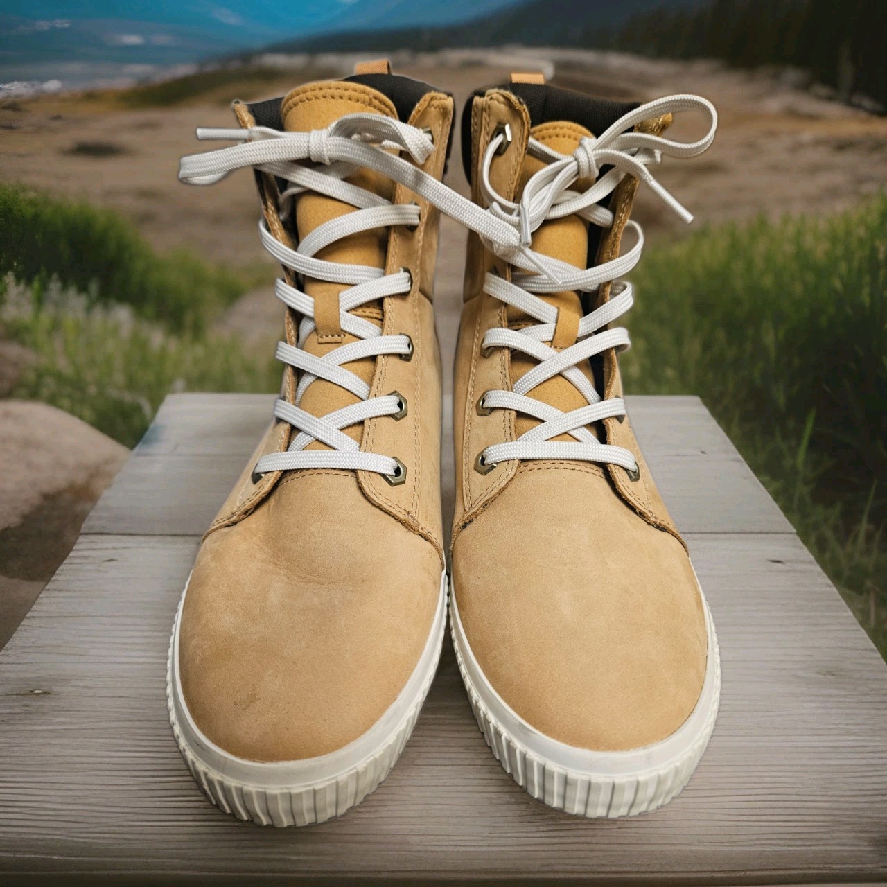 Timberland Skyla Bay 6 Inch Women’s Sneaker Boots Wheat Nubuck Tan A2C3S Sz 9.5