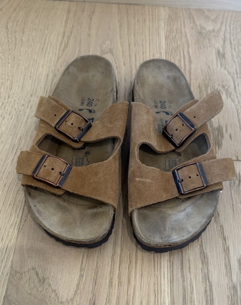 Betula women’s 37 6 Narrow Birkenstock Brown Beige Tan leather sandals Classic