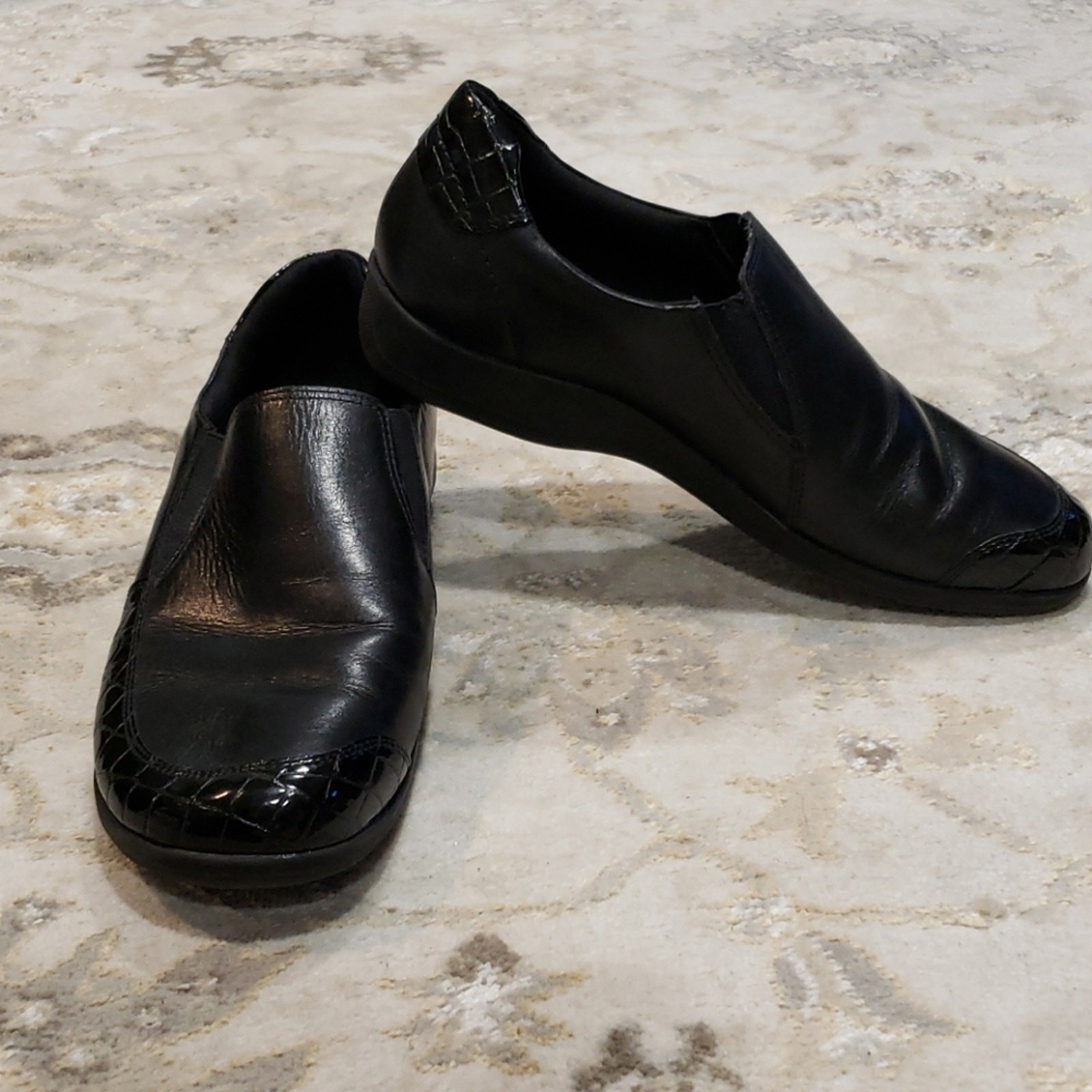 Andies Walking Cradles Black Leather Slip On Work Support Shoes Womens 10N EUC
