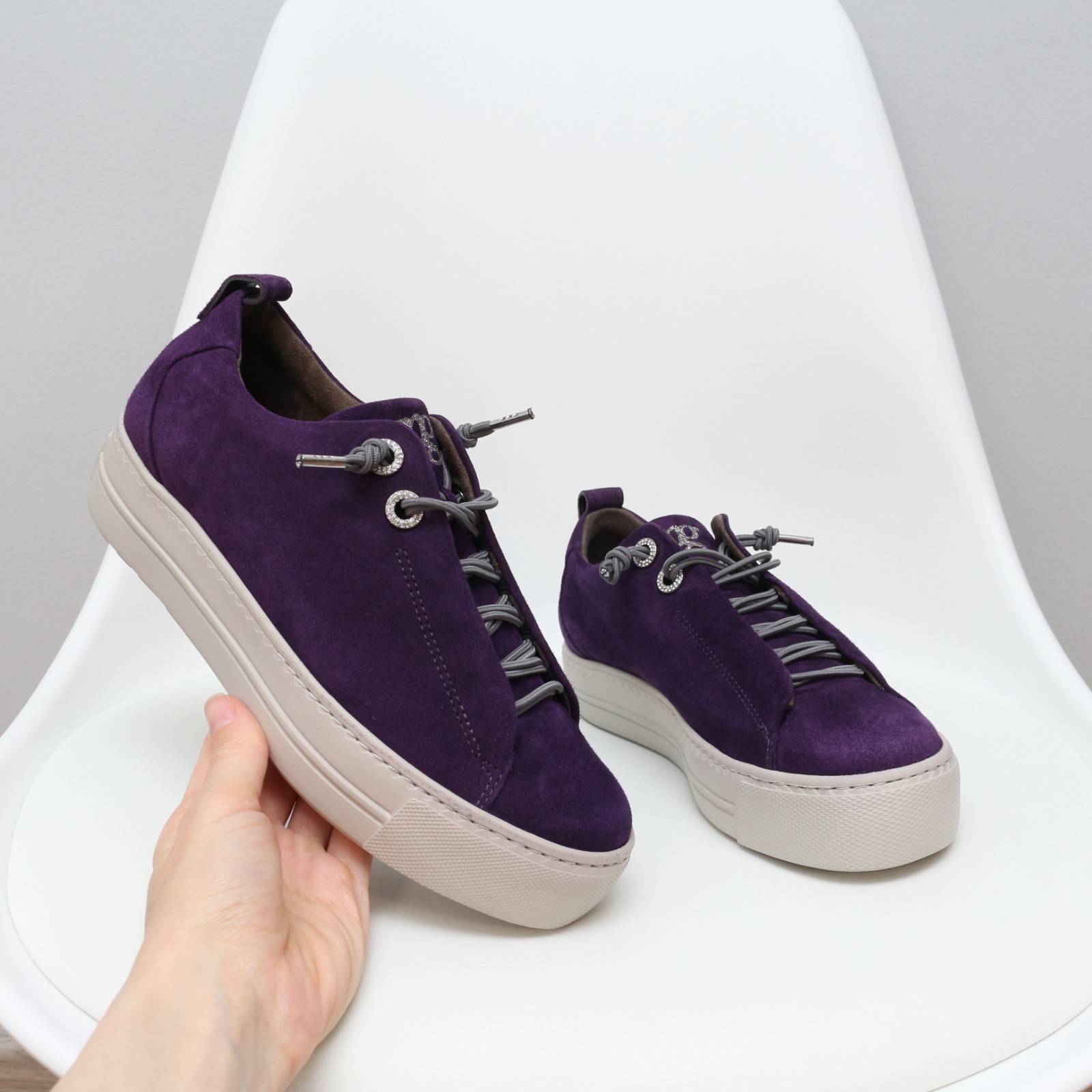 Paul Green Super Soft Purple Suede Low Top Platform Sneakers US6 UK3.5 EU36