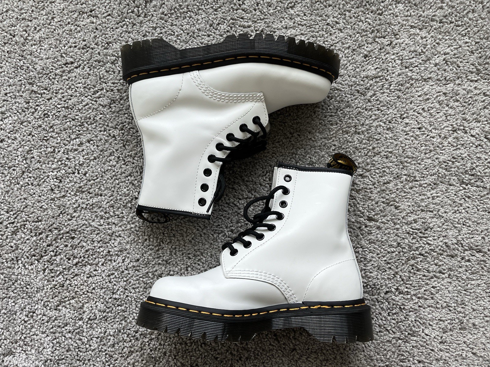 Dr. Martens 1460 Bex White Smooth Leather Platform Boots Size Women 6 Men 5
