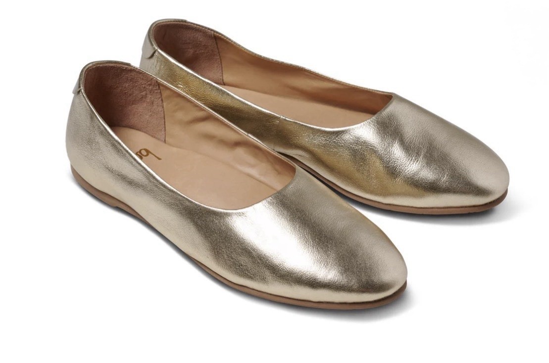 Beek Swiftlet Leather Ballet Slipper Gold Size 7.5 New In Box