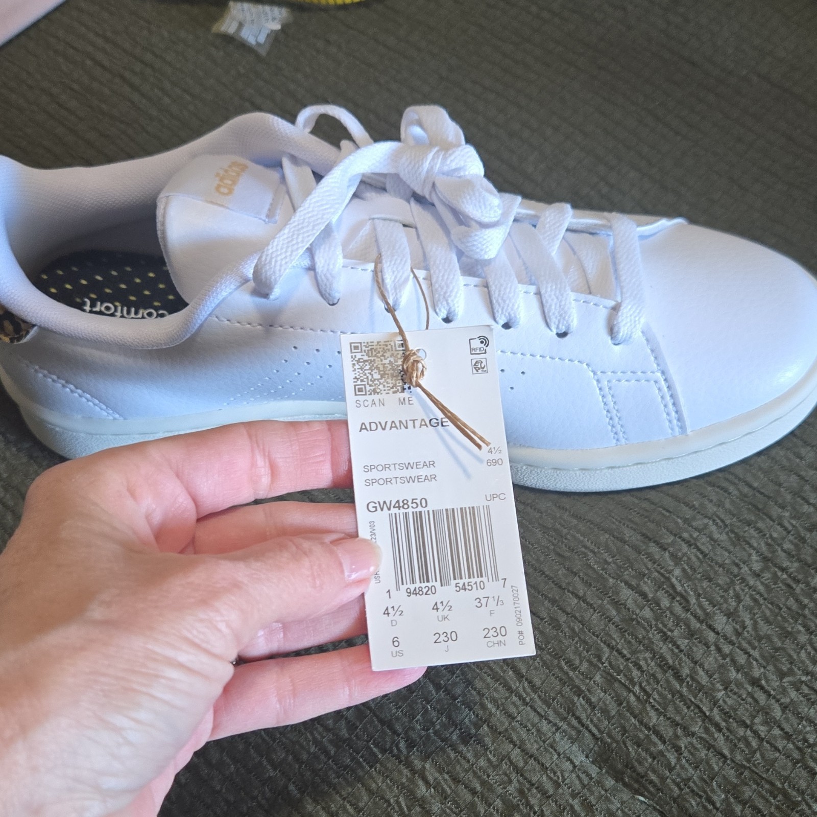adidas Advantage White Leopard Print Low Top Leather Sneakers GW4850 2023