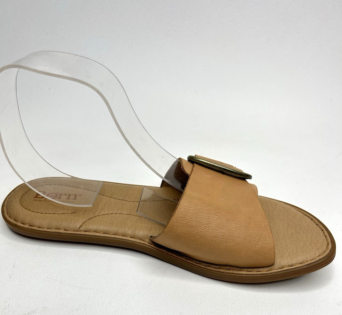 BORN Sandals Womens 9M Tan Miarra Buckle Leather Slides Bohemian Beach Comfort