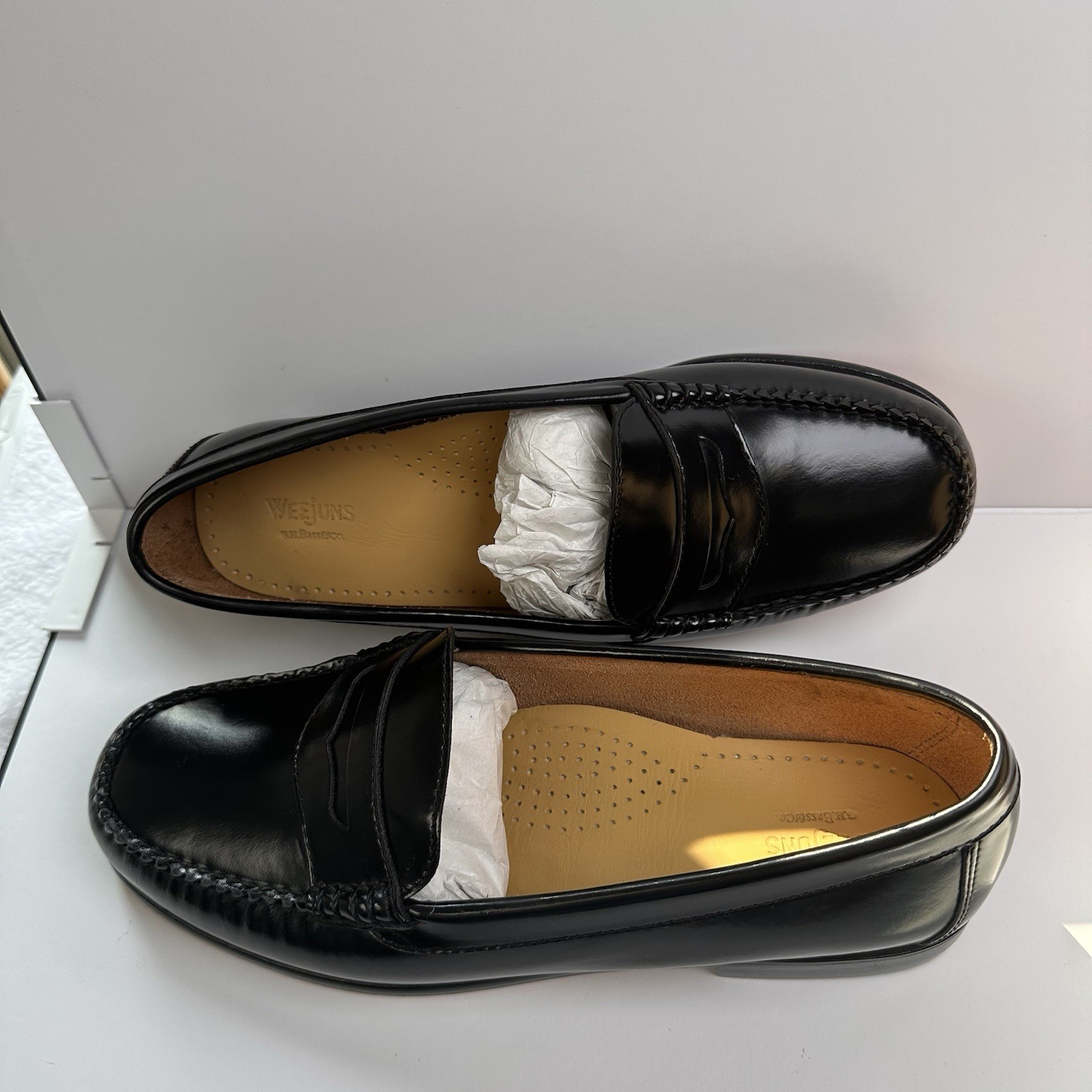 GH Bass Weejuns Penny Loafers Black Leather Shoes Womens Size 8.5 W 4005-001 NIB