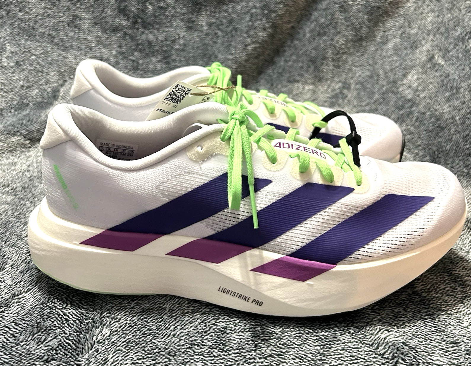 adidas Adizero Evo SL Cloud White Collegiate Purple Womens Size 7